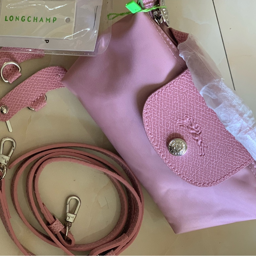 Longchamp Pink Nylon Crossbody Bag with Textured Flap